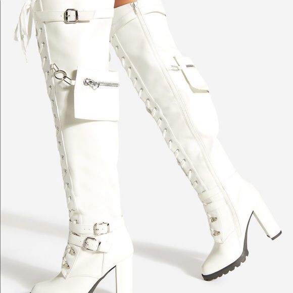 White over the knee heel boots - Picture 4 of 4